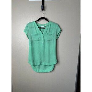 New York & Co Women's Green Short‎ Sleeve Blouse, green blouse, short sleeve